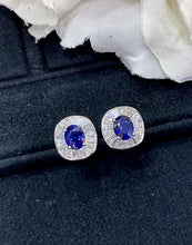 Load image into Gallery viewer, LUOWEND 18K White Gold Real Natural Sapphire Gemstone Earrings for Women