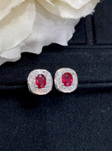 Load image into Gallery viewer, LUOWEND 18K White Gold Real Natural Ruby Gemstone Earrings for Women