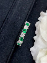 Load image into Gallery viewer, LUOWEND 18K White Gold Real Natural Emerald and Diamond Gemstone Ring for Women