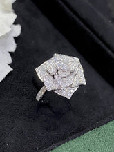 Load image into Gallery viewer, LUOWEND 18K White Gold Real Natural Diamond Ring for Women