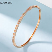 Load image into Gallery viewer, LUOWEND 18K Rose Gold Real Natural Diamond Bracelet for Women