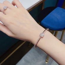 Load image into Gallery viewer, LUOWEND 18K White or Rose Gold Real Natural Diamond Bracelet for Women