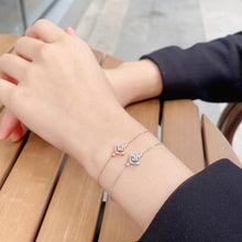 Load image into Gallery viewer, LUOWEND 18K White or Rose Gold Real Natural Diamond Bracelet for Women