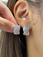 Load image into Gallery viewer, LUOWEND 18K White Gold Real Natural Diamond Hoop Earrings for Women