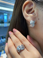 Load image into Gallery viewer, LUOWEND 18K White Gold Real Natural Diamond Hoop Earrings for Women