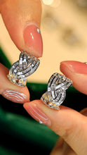 Load image into Gallery viewer, LUOWEND 18K White Gold Real Natural Diamond Hoop Earrings for Women