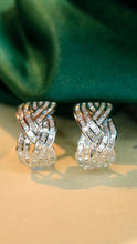 Load image into Gallery viewer, LUOWEND 18K White Gold Real Natural Diamond Hoop Earrings for Women