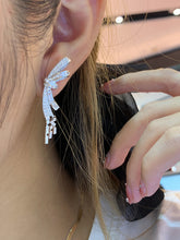 Load image into Gallery viewer, LUOWEND 18K White Gold Real Natural Diamond Drop Earrings for Women