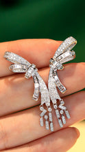 Load image into Gallery viewer, LUOWEND 18K White Gold Real Natural Diamond Drop Earrings for Women
