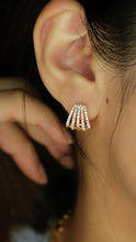 Load image into Gallery viewer, LUOWEND 18K Yellow Gold Real Natural Diamond Hoop Earrings for Women