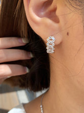 Load image into Gallery viewer, LUOWEND 18K White Gold Real Natural Diamond Hoop Earrings for Women