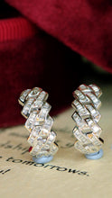 Load image into Gallery viewer, LUOWEND 18K White Gold Real Natural Diamond Hoop Earrings for Women