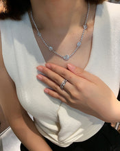 Load image into Gallery viewer, LUOWEND 18K White Gold Real Natural Diamond Necklace for Women