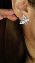 Load image into Gallery viewer, LUOWEND 18K White Gold Real Natural Diamond Stud Earrings for Women