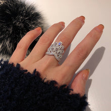 Load image into Gallery viewer, LUOWEND 18K White Gold Real Natural Diamond Ring for Women