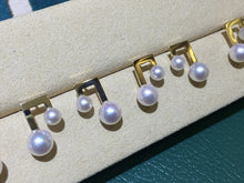 Load image into Gallery viewer, LUOWEND 18K Yellow Gold Real Natural Akoya Pearl Earrings for Women