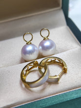 Load image into Gallery viewer, LUOWEND 18K Yellow Gold Real Natural Akoya Pearl Earrings for Women