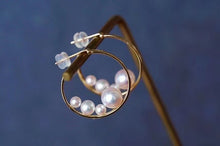 Load image into Gallery viewer, LUOWEND 18K Yellow Gold Real Natural Seawater Pearl Earrings for Women