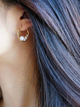 Load image into Gallery viewer, LUOWEND 18K Yellow Gold Real Natural Seawater Pearl Earrings for Women