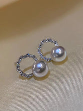 Load image into Gallery viewer, LUOWEND 18K White Gold Real Natural Akoya Pearl Earrings for Women