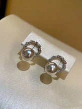 Load image into Gallery viewer, LUOWEND 18K White Gold Real Natural Akoya Pearl Earrings for Women