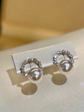 Load image into Gallery viewer, LUOWEND 18K White Gold Real Natural Akoya Pearl Earrings for Women
