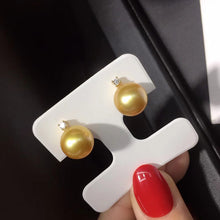 Load image into Gallery viewer, LUOWEND 18K Yellow Gold Real Natural Gold Pearl Earrings for Women