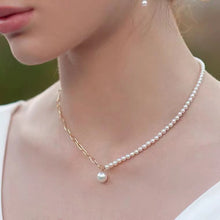 Load image into Gallery viewer, LUOWEND 18K Yellow Gold Real Natural Freshwater Pearl Necklace for Women