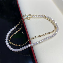 Load image into Gallery viewer, LUOWEND 18K Yellow Gold Real Natural Freshwater Pearl Necklace for Women