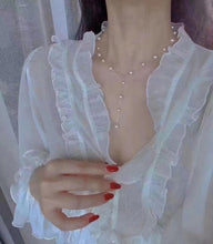 Load image into Gallery viewer, LUOWEND 18K White or Yellow Gold Real Natural Freshwater Pearl Necklace for Women