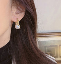 Load image into Gallery viewer, LUOWEND 18K Yellow Gold Real Natural Pearl Earrings for Women