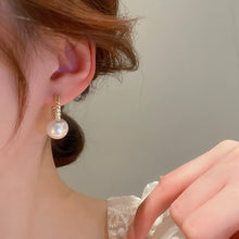 Load image into Gallery viewer, LUOWEND 18K Yellow Gold Real Natural Pearl Earrings for Women