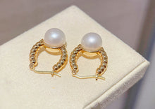 Load image into Gallery viewer, LUOWEND 18K Yellow Gold Real Natural Pearl Earrings for Women