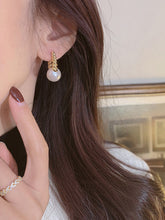 Load image into Gallery viewer, LUOWEND 18K Yellow Gold Real Natural Pearl Earrings for Women