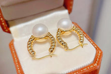 Load image into Gallery viewer, LUOWEND 18K Yellow Gold Real Natural Pearl Earrings for Women