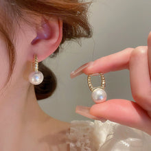 Load image into Gallery viewer, LUOWEND 18K Yellow Gold Real Natural Pearl Earrings for Women