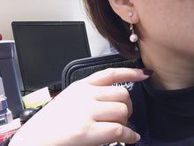 Load image into Gallery viewer, LUOWEND 18K Yellow Gold Real Natural Akoya Pearl Earrings for Women