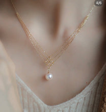 Load image into Gallery viewer, LUOWEND 18K Yellow Gold Real Natural Akoya Pearl Necklace for Women