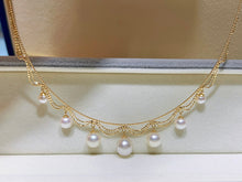Load image into Gallery viewer, LUOWEND 18K Yellow Gold Real Natural Akoya Necklace for Women