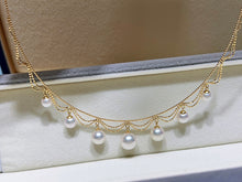 Load image into Gallery viewer, LUOWEND 18K Yellow Gold Real Natural Akoya Necklace for Women