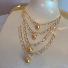 Load image into Gallery viewer, LUOWEND 18K Yellow Gold Real Natural Gold Rearl Necklace for Women