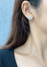Load image into Gallery viewer, LUOWEND 18K White Gold Real Natural Diamond Stud Earrings for Women