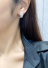 Load image into Gallery viewer, LUOWEND 18K White Gold Real Natural Diamond Hoop Earrings for Women