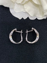 Load image into Gallery viewer, LUOWEND 18K White Gold Real Natural Diamond Hoop Earrings for Women