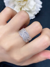 Load image into Gallery viewer, LUOWEND 18K White Gold Real Natural Diamond Ring for Women