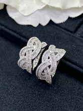 Load image into Gallery viewer, LUOWEND 18K White Gold Real Natural Diamond Hoop Earrings for Women