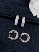 Load image into Gallery viewer, LUOWEND 18K Gold Real Natural Diamond Hoop Earrings for Women