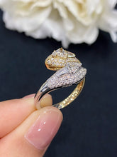 Load image into Gallery viewer, LUOWEND 18K White and Yellow Gold Real Natural Diamond Ring for Women