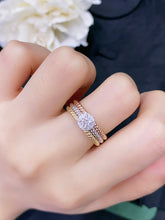 Load image into Gallery viewer, LUOWEND 18K White and Yellow Gold Real Natural Diamond Ring for Women