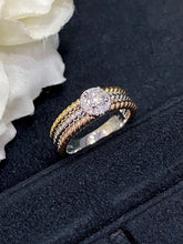 Load image into Gallery viewer, LUOWEND 18K White and Yellow Gold Real Natural Diamond Ring for Women